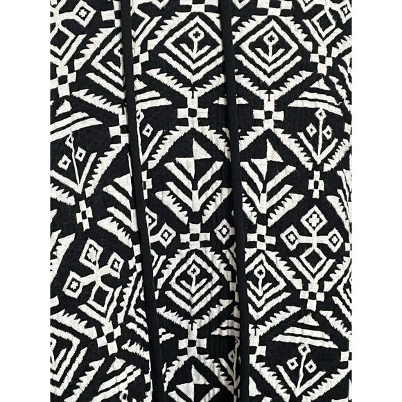 Thomas & Olivia Open Front Cardigan Sweater Black White Aztec Tribal Knit Size M - Picture 5 of 9
